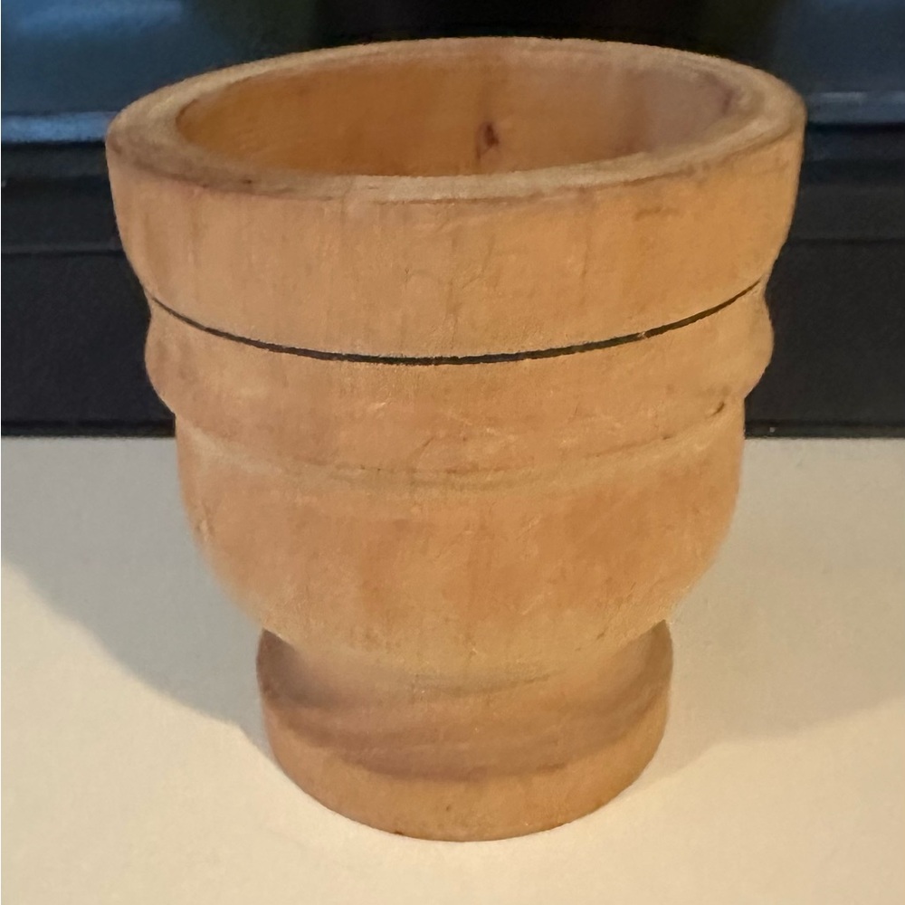 Artisan Turned Wooden Mortar Apothecary Cup From Single Piece of Wood Italy OOAK